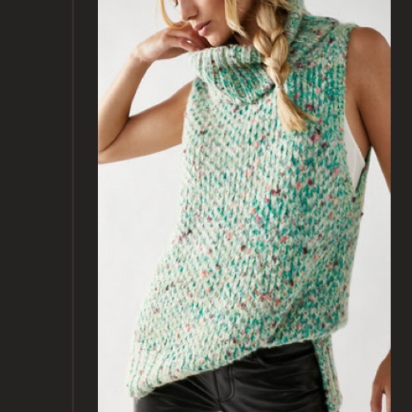 Free People Faye Sweater Vest Emerald Lime - Picture 1 of 4